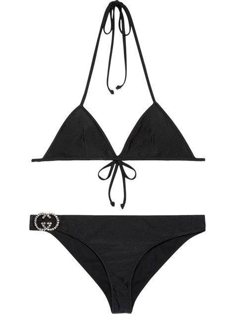 gucci rhinestone bikini|Interlocking G jersey bikini in black .